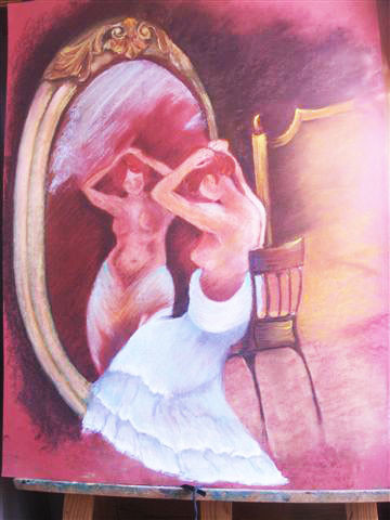 Peinture intitulée "LA DAME AUX CAMELIAS" par Babou, Œuvre d'art originale