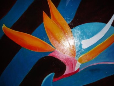 Peinture intitulée "fleur de paradis" par Baboune, Œuvre d'art originale