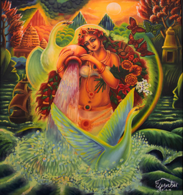 Painting titled "My dream girl series" by Babu Artist, Original Artwork, Oil
