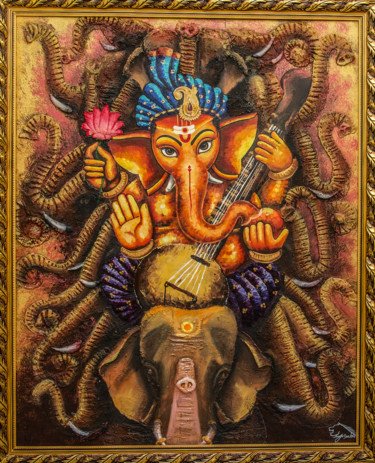 Painting titled "Lord Ganesha" by Babu Artist, Original Artwork, Acrylic