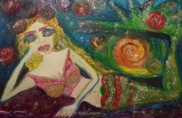Картина под названием "Mermaid in the ocea…" - Lanissa, Подлинное произведение искусства, Масло