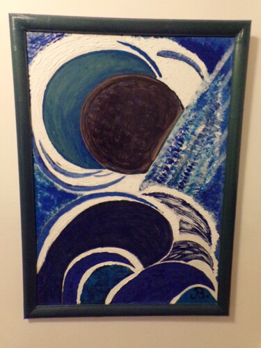 Painting titled "Lunes bleues" by Babylone B, Original Artwork, Acrylic Mounted on Wood Stretcher frame