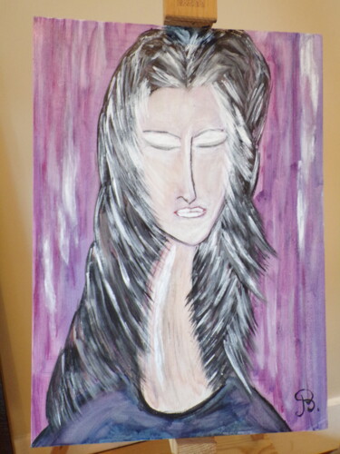 Painting titled "purple-woman" by Babylone B, Original Artwork, Acrylic