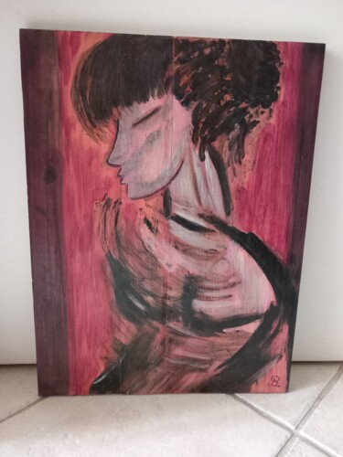 Painting titled "Pourpre scindé" by Babylone B, Original Artwork, Acrylic Mounted on Wood Stretcher frame