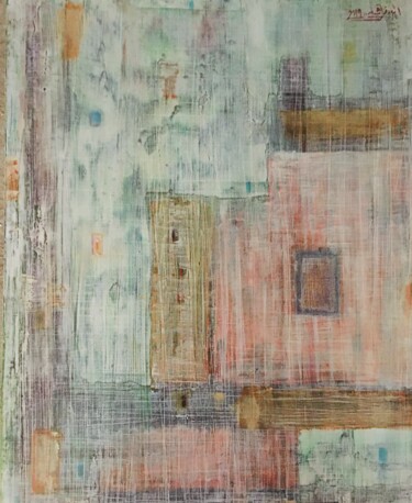 Peinture intitulée "Voile sur la medina" par Bacher Sfaxi, Œuvre d'art originale, Pigments Monté sur Châssis en bois