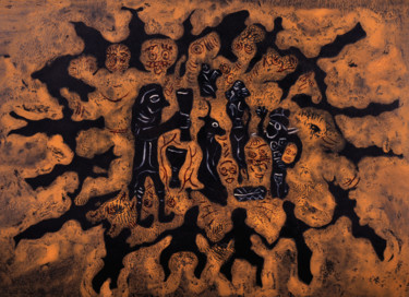 Peinture intitulée "Berikaoba V (masque…" par Bachi Jincharadze, Œuvre d'art originale, Huile