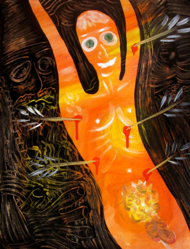 Картина под названием "Existence" - Bachi Jincharadze, Подлинное произведение искусства, Масло