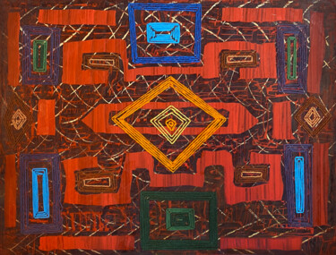 Painting titled "Carpet N 3" by Bachi Jincharadze, Original Artwork, Oil