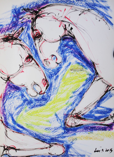 Картина под названием "chevaux2" - Bachir Laib, Подлинное произведение искусства, Акрил