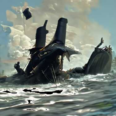 数字艺术 标题为“The shipwreck” 由Bachir Reddioui, 原创艺术品, 数字油画