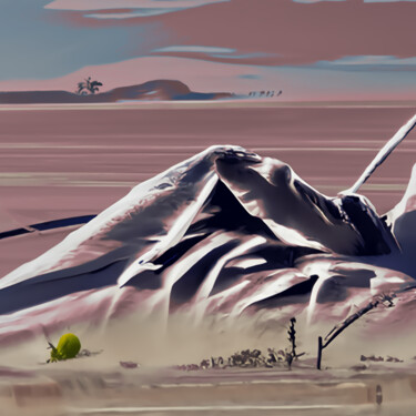 Digital Arts titled "Snowy desert landsc…" by Bachir Reddioui, Original Artwork, Digital Painting