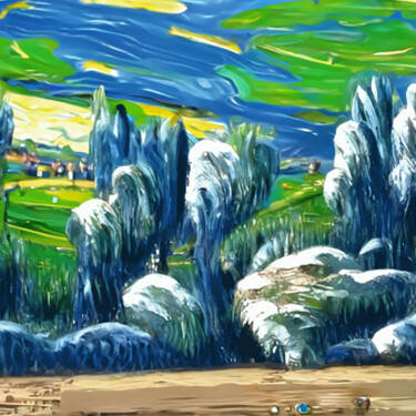 Digitale Kunst mit dem Titel "field of reeds" von Bachir Reddioui, Original-Kunstwerk, Digitale Malerei