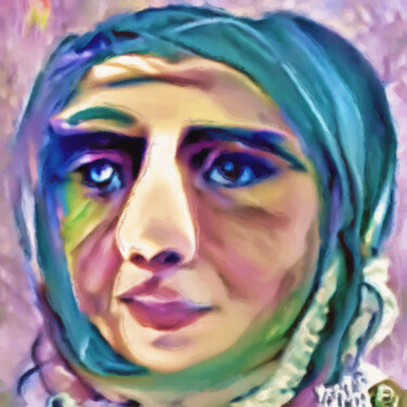 Digital Arts titled "arab woman portrait" by Bachir Reddioui, Original Artwork, Digital Painting