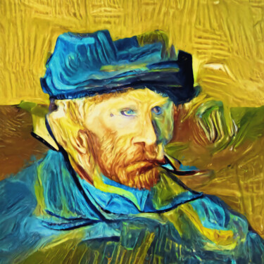 Reproduction of Vincent van Gogh's Self-Portrait . Arts numériques intitulée "Reproduction of Vin…" par Bachir Reddioui, Œuvre d'art originale, Peinture numérique