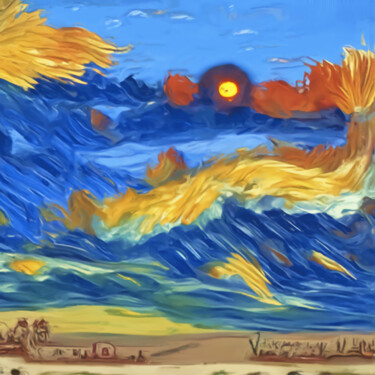 Digital Arts titled "The morning sunrise" by Bachir Reddioui, Original Artwork, Digital Painting
