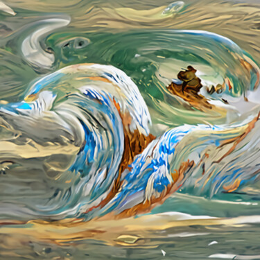 Цифровое искусство под названием "The great wave" - Bachir Reddioui, Подлинное произведение искусства, Цифровая живопись