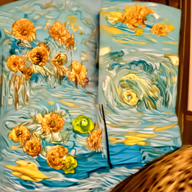 Digital Arts titled "Decorative sunflowe…" by Bachir Reddioui, Original Artwork, Digital Painting