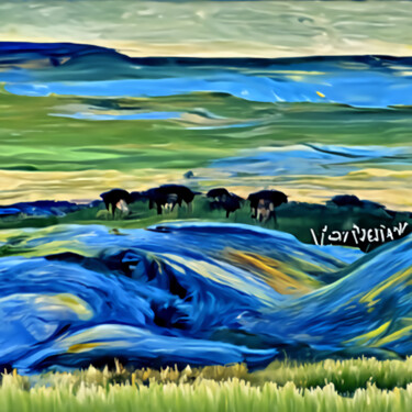 Digitale Kunst mit dem Titel "The African savanna" von Bachir Reddioui, Original-Kunstwerk, Digitale Malerei