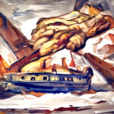 Digitale Kunst getiteld "Poseidon" door Bachir Reddioui, Origineel Kunstwerk, Digitaal Schilderwerk