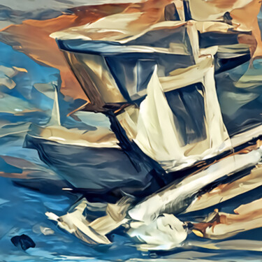 Arte digital titulada "Maritime collision" por Bachir Reddioui, Obra de arte original, Pintura Digital