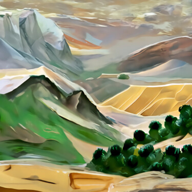 Digital Arts titled "Landscape of deserts" by Bachir Reddioui, Original Artwork, Digital Painting