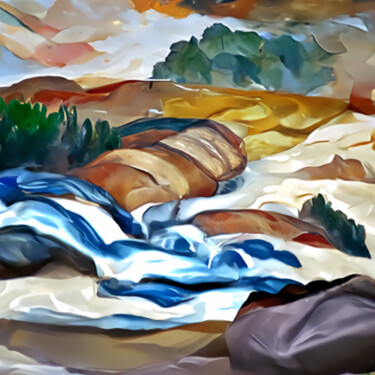 Digitale Kunst mit dem Titel "Water rapids" von Bachir Reddioui, Original-Kunstwerk, Digitale Malerei