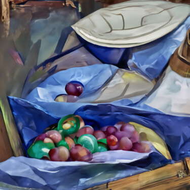 Digital Arts titled "Life with grapes at…" by Bachir Reddioui, Original Artwork, Digital Painting