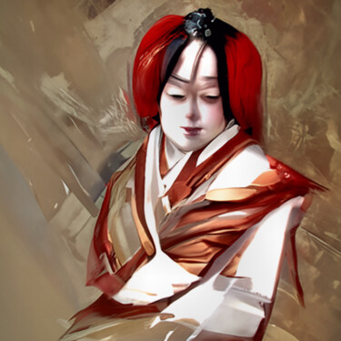Digital Arts titled "Japanese woman port…" by Bachir Reddioui, Original Artwork, Digital Painting