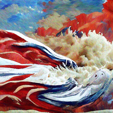 Digital Arts titled "The sea swell" by Bachir Reddioui, Original Artwork, Digital Painting