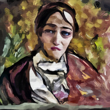 Digital Arts titled "A crying woman" by Bachir Reddioui, Original Artwork, Digital Painting