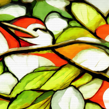 Digitale Kunst mit dem Titel "A tree leaf pattern" von Bachir Reddioui, Original-Kunstwerk, Digitale Malerei