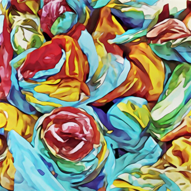 Digital Arts titled "Picking roses" by Bachir Reddioui, Original Artwork, Digital Painting