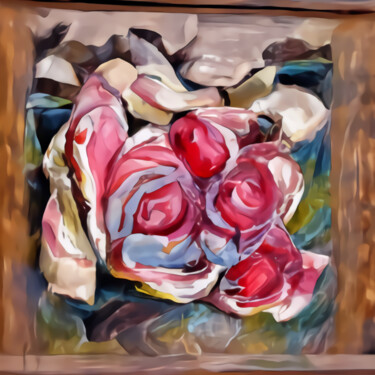 Digital Arts titled "A bouquet of roses" by Bachir Reddioui, Original Artwork, Digital Painting
