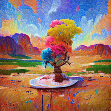 Digitale Kunst mit dem Titel "Desert mirage" von Bachir Reddioui, Original-Kunstwerk, Digitale Malerei