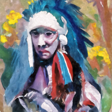 Arte digitale intitolato "Native American chi…" da Bachir Reddioui, Opera d'arte originale, Pittura digitale
