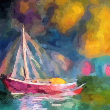 Arte digitale intitolato "Traveling in a sail…" da Bachir Reddioui, Opera d'arte originale, Pittura digitale
