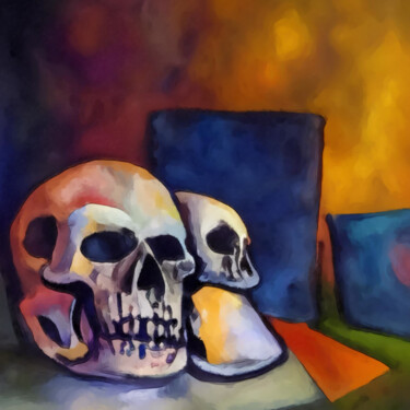 Digitale Kunst mit dem Titel "Human skull" von Bachir Reddioui, Original-Kunstwerk, Digitale Malerei