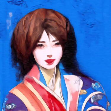 Digital Arts titled "Japanese girl in tr…" by Bachir Reddioui, Original Artwork, Digital Painting