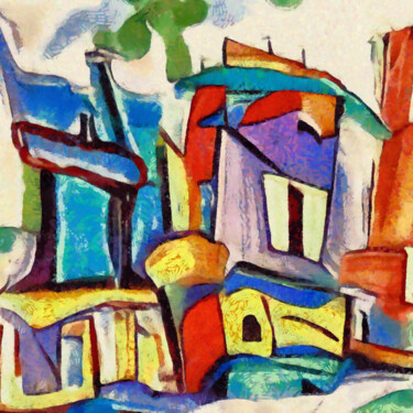 Digital Arts titled "Abstract cityscape" by Bachir Reddioui, Original Artwork, Digital Painting