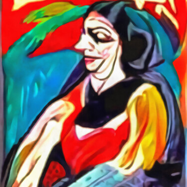 Digital Arts titled "Elegant lady with a…" by Bachir Reddioui, Original Artwork, Digital Painting