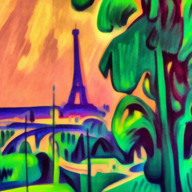 Digital Arts titled "Eiffel tower, the m…" by Bachir Reddioui, Original Artwork, Digital Painting
