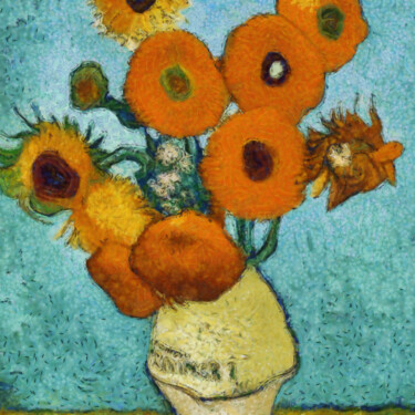 Arte digital titulada "Sunflowers arrangem…" por Bachir Reddioui, Obra de arte original, Pintura Digital