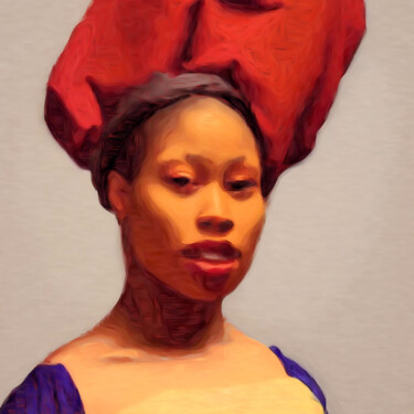 Digital Arts titled "African woman portr…" by Bachir Reddioui, Original Artwork, Digital Painting