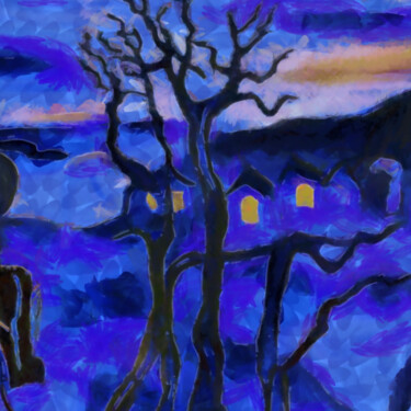 Digital Arts titled "Scary night" by Bachir Reddioui, Original Artwork, Digital Painting