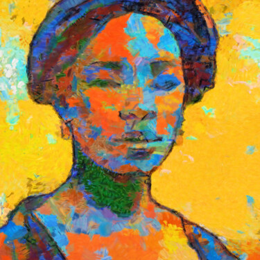 Grafika cyfrowa / sztuka generowana cyfrowo zatytułowany „Colored woman portr…” autorstwa Bachir Reddioui, Oryginalna praca,…