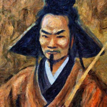 Digital Arts titled "Japanese Samurai po…" by Bachir Reddioui, Original Artwork, Digital Painting