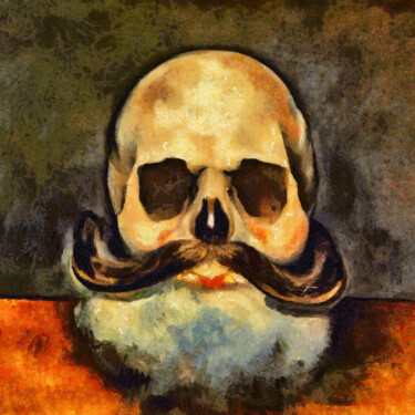 Digital Arts titled "Skull with a beard…" by Bachir Reddioui, Original Artwork, Digital Painting