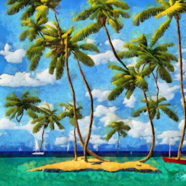 Digitale Kunst mit dem Titel "Paradisiac island" von Bachir Reddioui, Original-Kunstwerk, Digitale Malerei