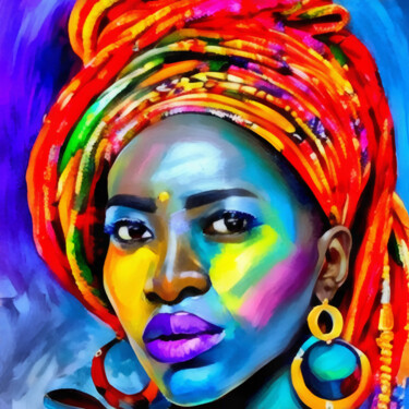 Digitale Kunst mit dem Titel "Classical African w…" von Bachir Reddioui, Original-Kunstwerk, Digitale Malerei