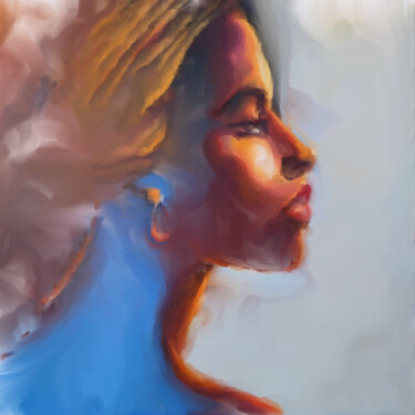 Arte digitale intitolato "Woman's Profile Por…" da Bachir Reddioui, Opera d'arte originale, Pittura digitale